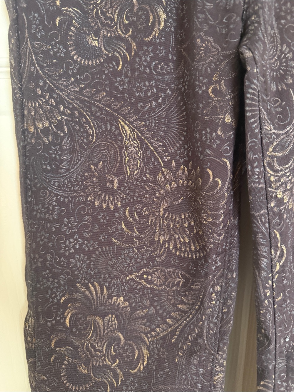 We The Free Jayde Brown Metallic Gold Paisley Pants - Picture 3 of 8